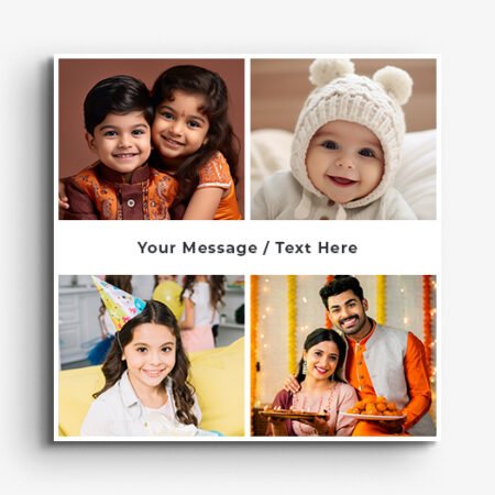 4 Photo Canvas Collage with Personalized Text